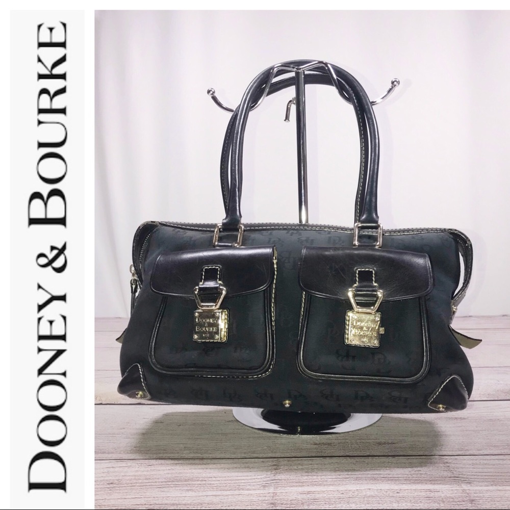 Vintage Dooney & Bourke Monogrammed Canvas Handbag